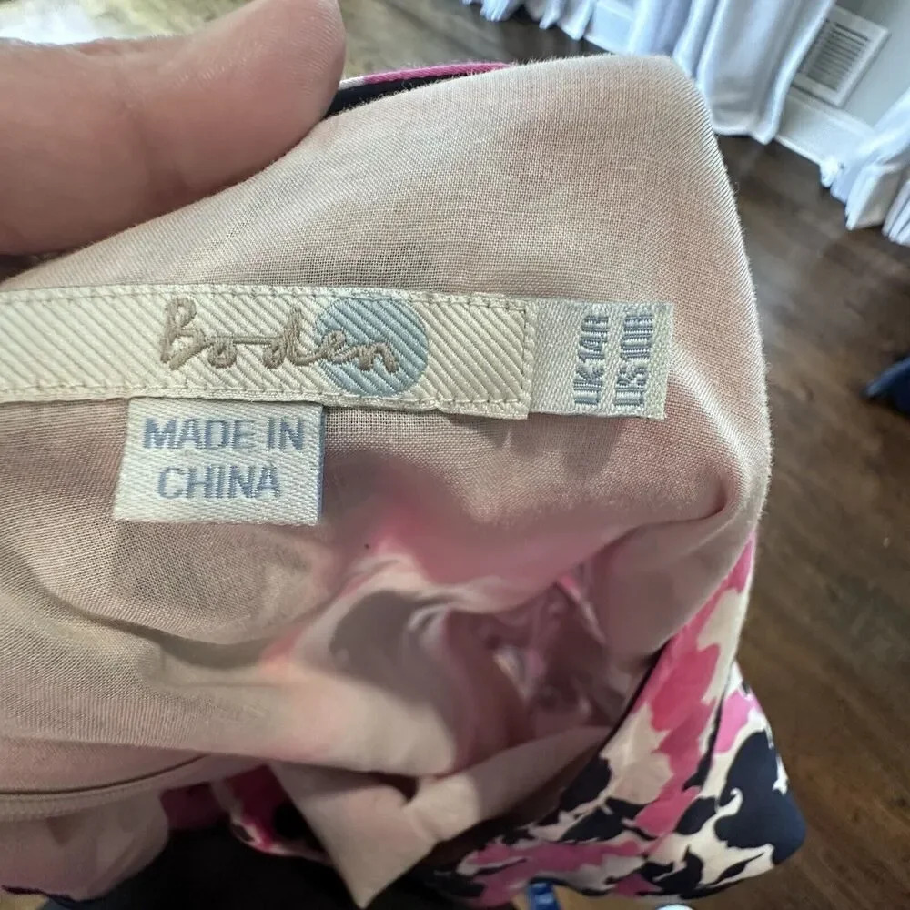 Boden Vintage Bow A Line Dress Pink and Blue Floral Print Size 10R 1186 - Picture 6 of 11
